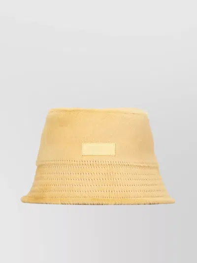 Jacquemus Wide Brim Fur Texture Hat In Yellow