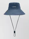 Jacquemus Wide Brim Hat With Button And Eyelet In Blue
