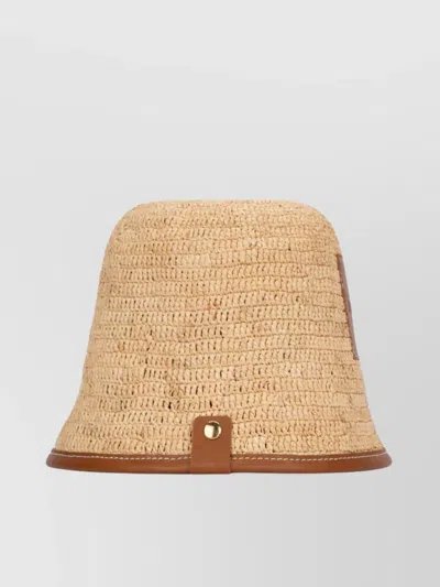 Jacquemus Wide Brim Straw Hat With Leather Trim In Brown