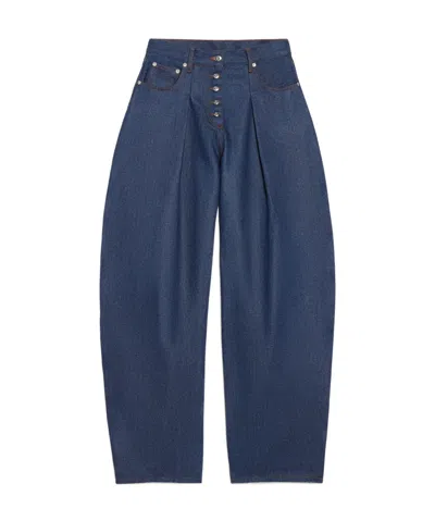 Jacquemus Wide Curved Jeans In Blue