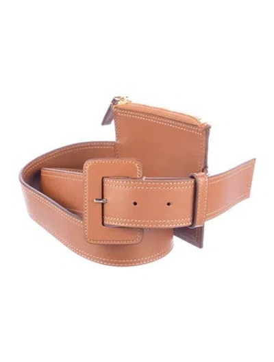 Pre-owned Jacquemus Wide Leather Waist Belt In Brown