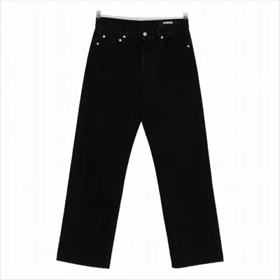 Jacquemus Straight Denim Pants Featuring Belt Loops In Black