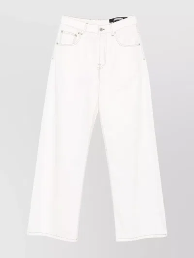Jacquemus Wide Leg Denim Trousers In White
