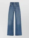 Jacquemus Wide Leg High Rise Jeans With Contrast Stitching In Blue