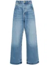 Jacquemus Wide Leg High Rise Jeans With Contrast Stitching In Blue