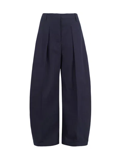 Jacquemus Wide Leg, Oval Cut Trousers In Navy Blue