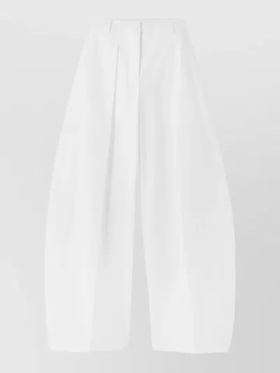 Jacquemus Wide Leg Trousers Pleats Belt Loops Pockets In White
