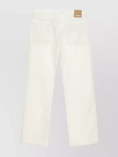 Jacquemus Wide Leg Trousers With Back Patch Pockets In White