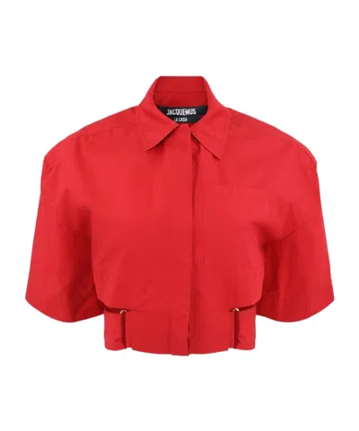 Jacquemus Wide Short-sleeved Shirt In Red