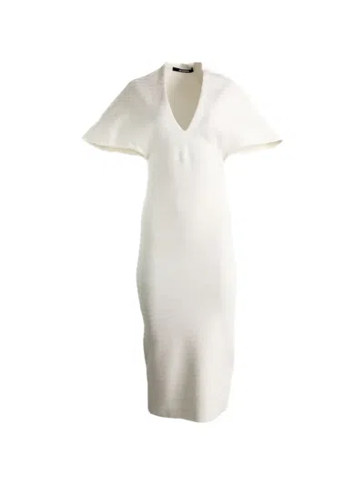 Jacquemus V-neck Wide Sleeved Dress In White