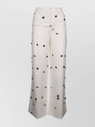 Jacquemus Wide-waist Printed Trousers With Button And Pocket Accents In Cream