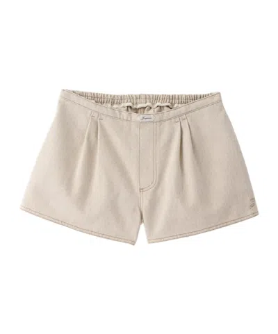 Jacquemus Wide-leg Denim Shorts In Neutral