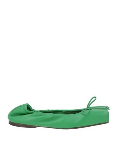 Jacquemus Woman Ballet Flats Green Size 11 Leather