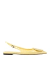 Jacquemus Woman Ballet Flats Pastel Yellow Size 7 Leather In Yellow