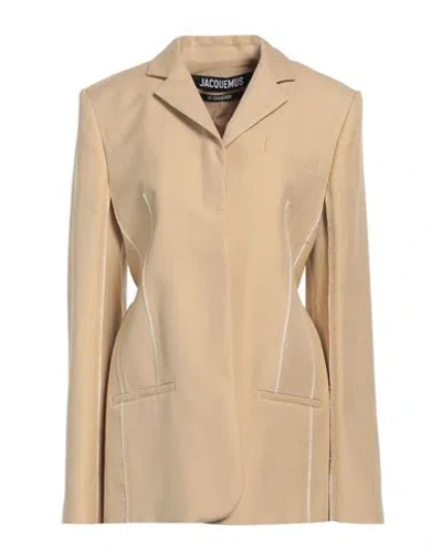 Jacquemus Woman Blazer Beige Size 8 Viscose, Acetate, Cotton, Elastane In Brown