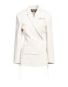 Jacquemus Tibau Embellished Fringed Macramé-trimmed Linen-blend Blazer In White