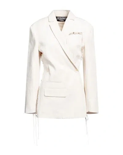 Jacquemus Woman Blazer Cream Size 2 Linen, Viscose, Polyester, Cotton In White