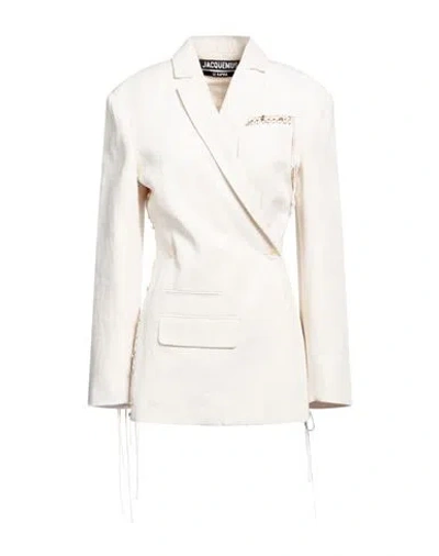 Jacquemus Tibau Crossover Double-breasted Blazer In White