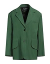Jacquemus Woman Blazer Green Size 4 Viscose, Silk In Green