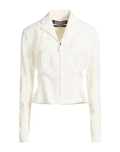 JACQUEMUS JACQUEMUS WOMAN BLAZER IVORY SIZE 8 VIRGIN WOOL, ELASTANE