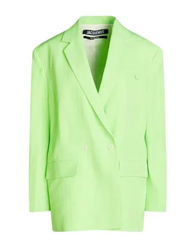Jacquemus Woman Blazer Light Green Size 2 Viscose, Silk