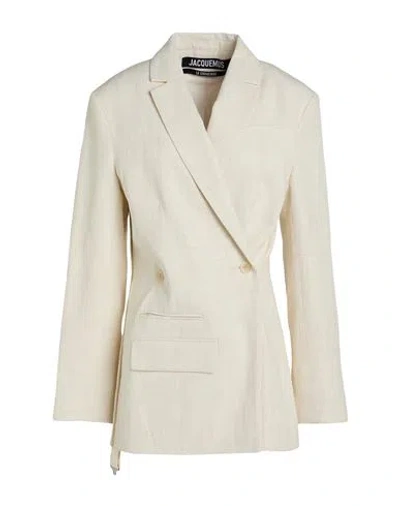 Jacquemus Woman Blazer Off White Size 10 Linen, Viscose, Polyester