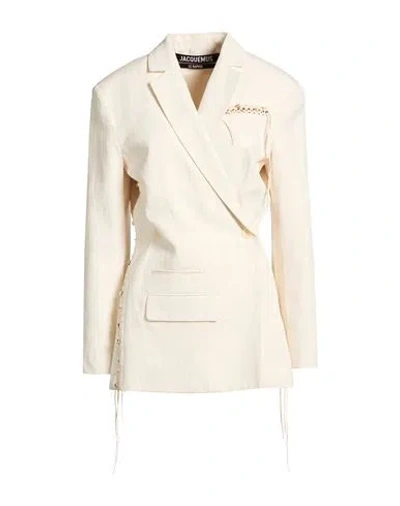 Jacquemus Woman Blazer Off White Size 4 Linen, Viscose, Polyester