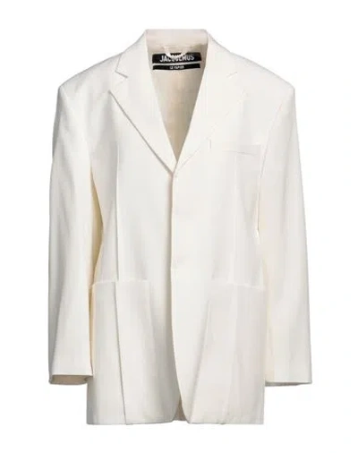 Jacquemus Woman Blazer Off White Size 4 Viscose, Virgin Wool, Elastane