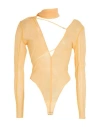 Jacquemus Woman Bodysuit Apricot Size 10 Polyamide, Elastane In Orange