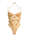 Jacquemus Le Body Ilha Beaded Mesh Bodysuit In Orange