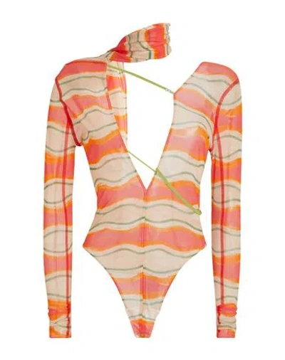 Jacquemus Woman Bodysuit Beige Size 10 Polyamide, Elastane