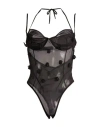 Jacquemus Ilha Beaded Tassel Sheer Bustier Bodysuit In Brown