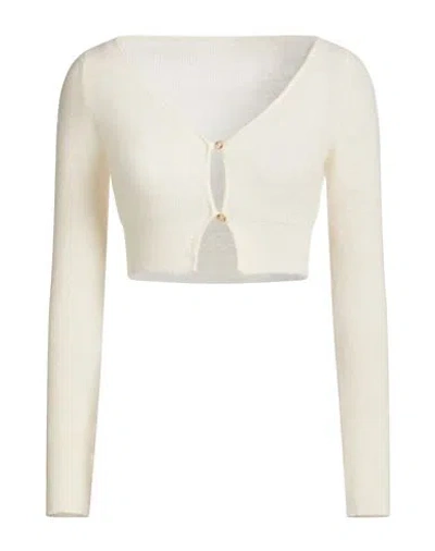 Jacquemus Woman Cardigan Cream Size 4 Mohair Wool, Polyamide, Wool In White