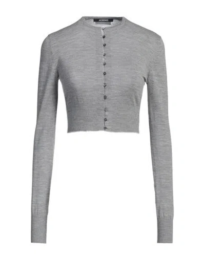 Jacquemus Woman Cardigan Light Grey Size 4 Virgin Wool, Polyamide