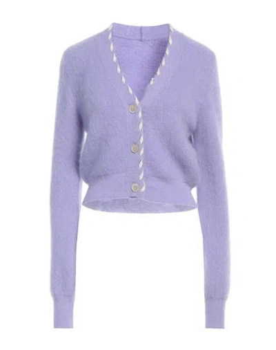 Jacquemus Woman Cardigan Lilac Size 8 Mohair Wool, Polyamide, Wool, Polypropylene In Purple