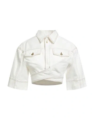 Jacquemus Woman Denim Outerwear White Size 8 Cotton