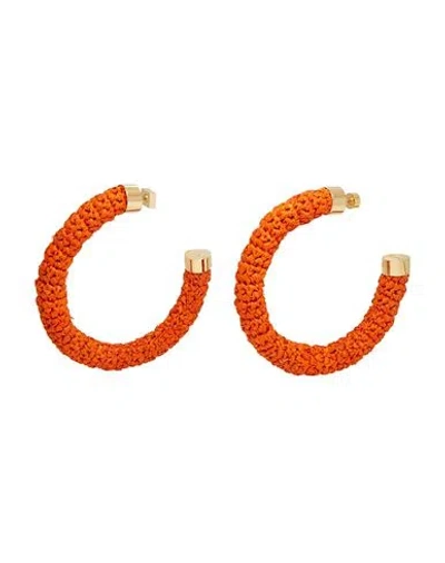 Jacquemus Woman Earrings Orange Size - Natural Raffia