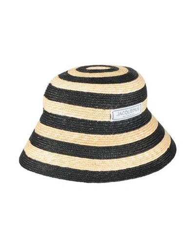 Jacquemus Woman Hat Black Size 7 ⅜ Natural Raffia