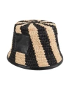 Jacquemus Le Bob Soli Striped Raffia Bucket Hat In Black