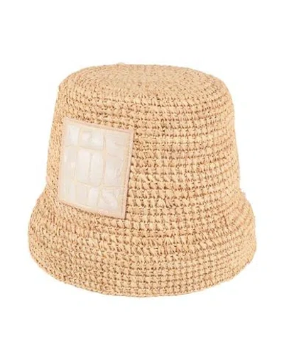 Jacquemus Woman Hat Sand Size 7 ⅜ Natural Raffia In Gray