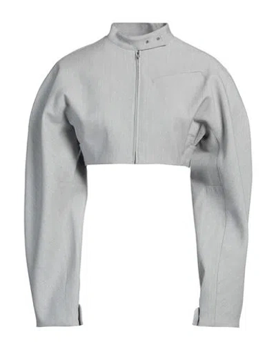 Jacquemus Woman Jacket Light Grey Size 4 Polyester, Cotton, Virgin Wool, Elastane