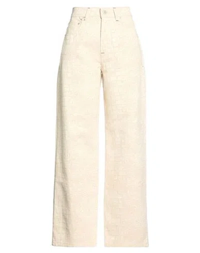 Jacquemus Woman Jeans Beige Size 27 Cotton In White