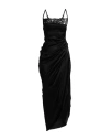 Jacquemus Embellished Neckline Ruched Spaghetti Straps In Black