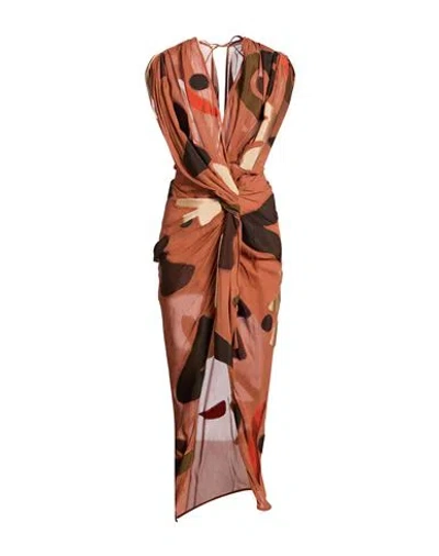 Jacquemus Woman Maxi Dress Brown Size 8 Viscose, Polyester, Cotton
