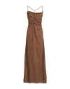 Jacquemus Gathered Long Lingerie Dress In Brown