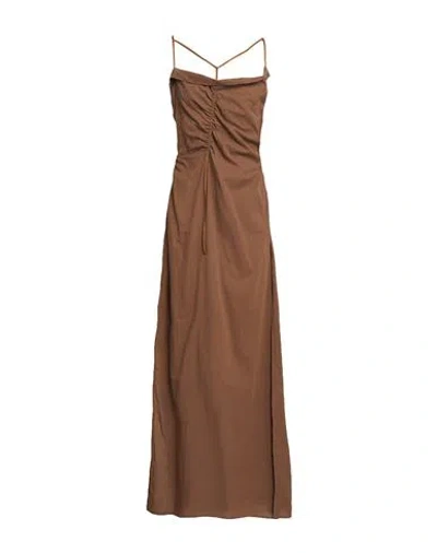 JACQUEMUS JACQUEMUS WOMAN MAXI DRESS CHOCOLATE BROWN SIZE 6 COTTON