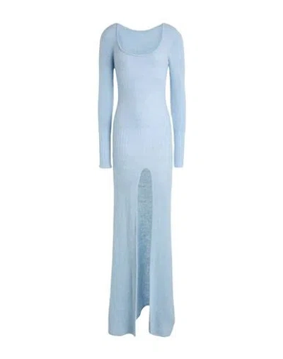 Jacquemus Dao Brushed Ribbed-knit Maxi Dress In Sky Blue