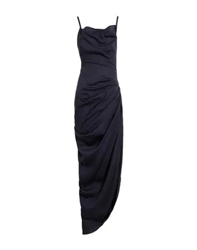 Jacquemus Woman Maxi Dress Navy Size 8 Viscose, Linen In Multi