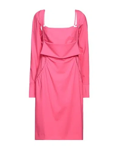 Jacquemus Woman Midi Dress Fuchsia Size 10 Virgin Wool, Elastane In Pink