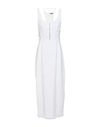 Jacquemus Woman Midi Dress Ivory Size 12 Viscose, Cotton, Polyamide In White